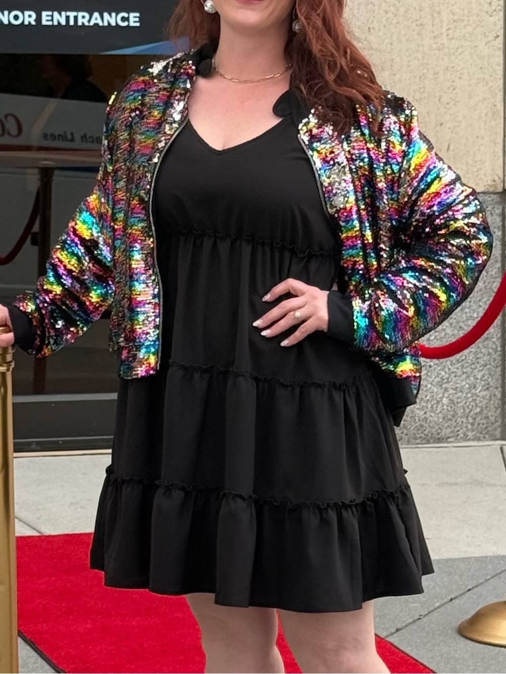 ✨ Multicolor Sequin Bomber Jacket Stevie Y2K Pride Concert Rave Women’s Size XXL - Picture 4 of 15